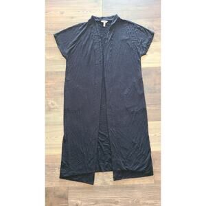 Soma Cardigan Womens S Black Long Line Open Front Pockets Kimono Soft Duster